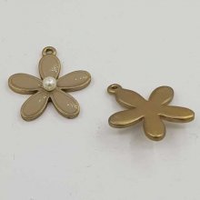 Geëmailleerde metalen bloem 26 mm Grijs