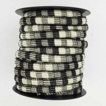 Rond spaghettikoord N°02 Zwart Wit x 1 meter