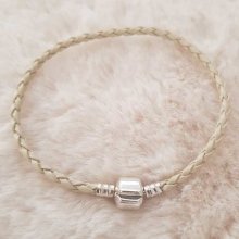 Europese Gevlochten Clip Armband Gewoon 02 VAN 15 TOT 23 CM Donker Ivoor