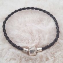 Europese Gevlochten Clip Armband Gewoon 02 VAN 15 TOT 23 CM Donkerbruin