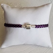 Europese Gevlochten Clip Armband 03 DU 15 AU 23 CM Prune