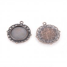 2 x 20mm koperrode cabochonhouders, cabochonhangers 15290AS