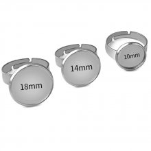 10 x 20 mm ring cabochon houders Zilver N°04