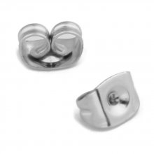 10 Roestvrij stalen oorbel drukker N°02 Zilver verouderd