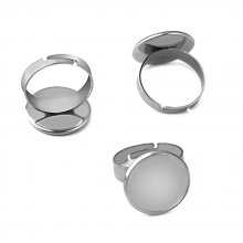 1 ring cabochon houder 20 mm Zilver N°04