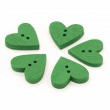 Houten hart knop donkergroen N°01-04