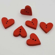 Houten hart knop rood N°01-07