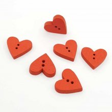 Houten hart knop bordeauxrood N°01-08