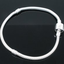 Europese Clip Armband 17 cm Gladde sluiting Verzilverd 925