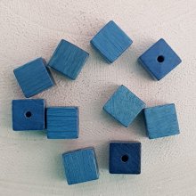 Houten Kraal Kubus / Vierkant 10 mm Turkoois