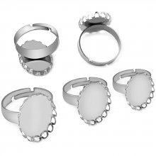 1 ring cabochon houder 13 x 18 mm Zilver N°08