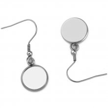 20 ronde cabochon oorbelhouders 08 mm N°06 Verouderd Zilver