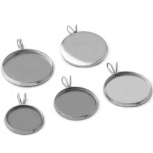 Ronde cabochonhouder 18 mm Roestvrij staal zilver verouderd N°06