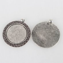 2 x 30mm zilveren cabochonhouders, cabochonhangers 51AS