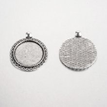 2 x 25mm zilveren cabochonhouders, cabochonhangers 17AS