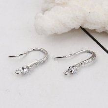 Oorbelhouder N°01 Platina vergulde haak en Transparant Strass