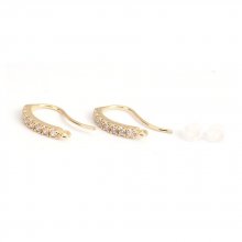 Oorbelhouder N°31 18K Vergulde haak en Transparant Strass