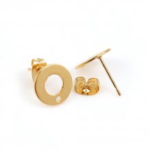 Oorbelhouder 10 mm rond roestvrij staal chip N°04 Goud