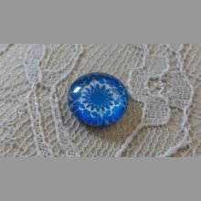 glas cabochon rond 12mm blauwe bloem 038 