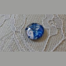 glas cabochon rond 12mm blauwe bloem 033 