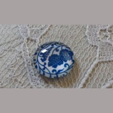 glas cabochon rond 12mm blauwe bloem 028 