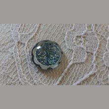 glas cabochon rond 12mm blauwe bloem 025 