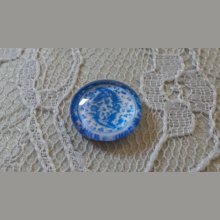 glas cabochon rond 12mm blauwe bloem 018 