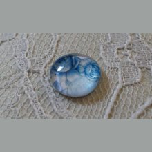 glas cabochon rond 12mm blauwe bloem 010 
