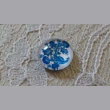 glas cabochon rond 12mm blauwe bloem 004 