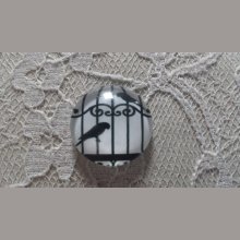 cabochon rond glas 10mm vogels 008 