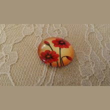 glazen cabochon rond 20mm bloem 01-049 