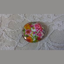 glazen cabochon rond 20mm bloem 01-046 