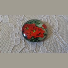 glazen cabochon rond 20mm bloem 01-035 