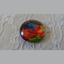 glazen cabochon rond 20mm bloem 01-031 