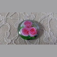 glazen cabochon rond 20mm bloem 01-024 