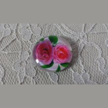 glazen cabochon rond 20mm bloem 01-023 