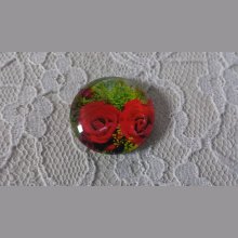glazen cabochon rond 20mm bloem 01-019 