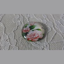glazen cabochon rond 20mm bloem 01-009 