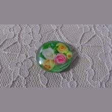glazen cabochon rond 20mm bloem 01-007 