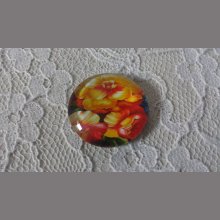 glazen cabochon rond 20mm bloem 01-004 
