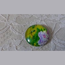 glazen cabochon rond 25mm bloem 01-044 