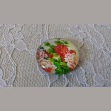 glazen cabochon rond 25mm bloem 01-040 