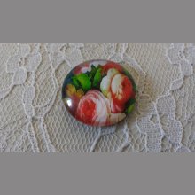 glazen cabochon rond 25mm bloem 01-039 