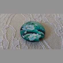 glazen cabochon rond 25mm bloem 01-036 