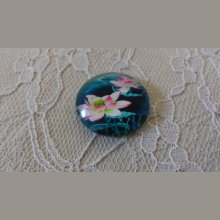 glazen cabochon rond 25mm bloem 01-032 