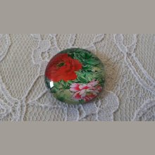 glazen cabochon rond 25mm bloem 01-029 