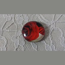 glazen cabochon rond 25mm bloem 01-027 