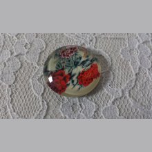 glazen cabochon rond 25mm bloem 01-026 