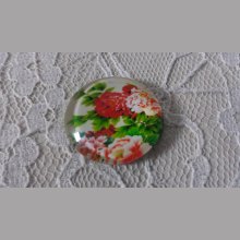 glazen cabochon rond 25mm bloem 01-021 