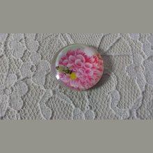 glazen cabochon rond 25mm bloem 01-018 